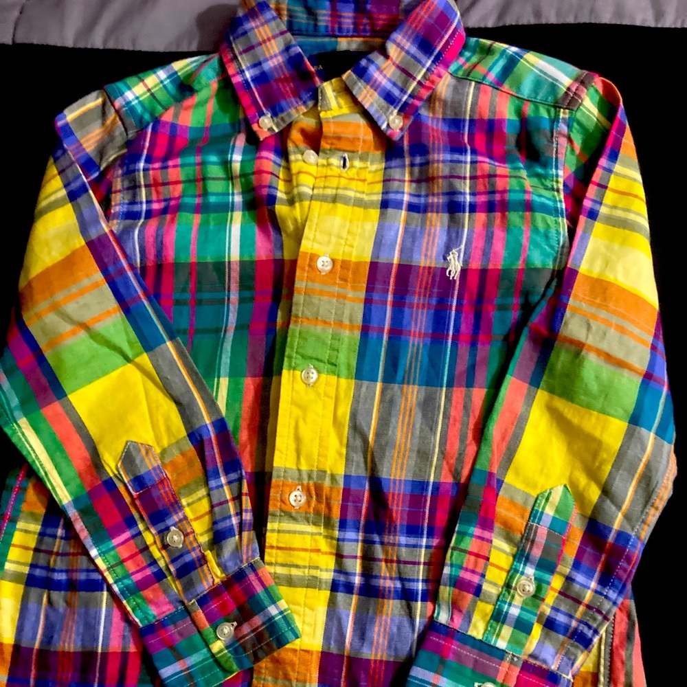 Boys multi flannel button up shirt
